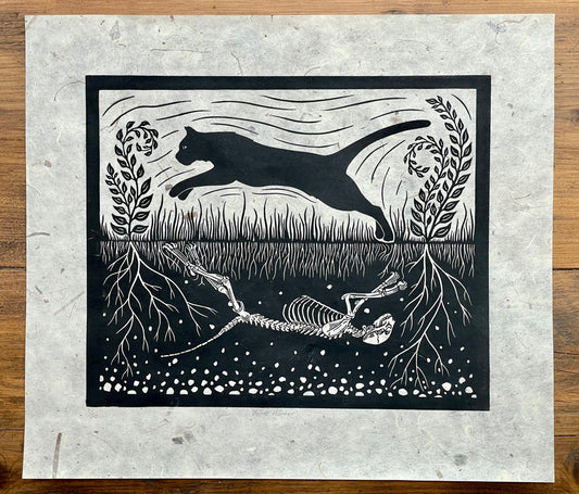 The making of 'Spirit Hunter' linocut print