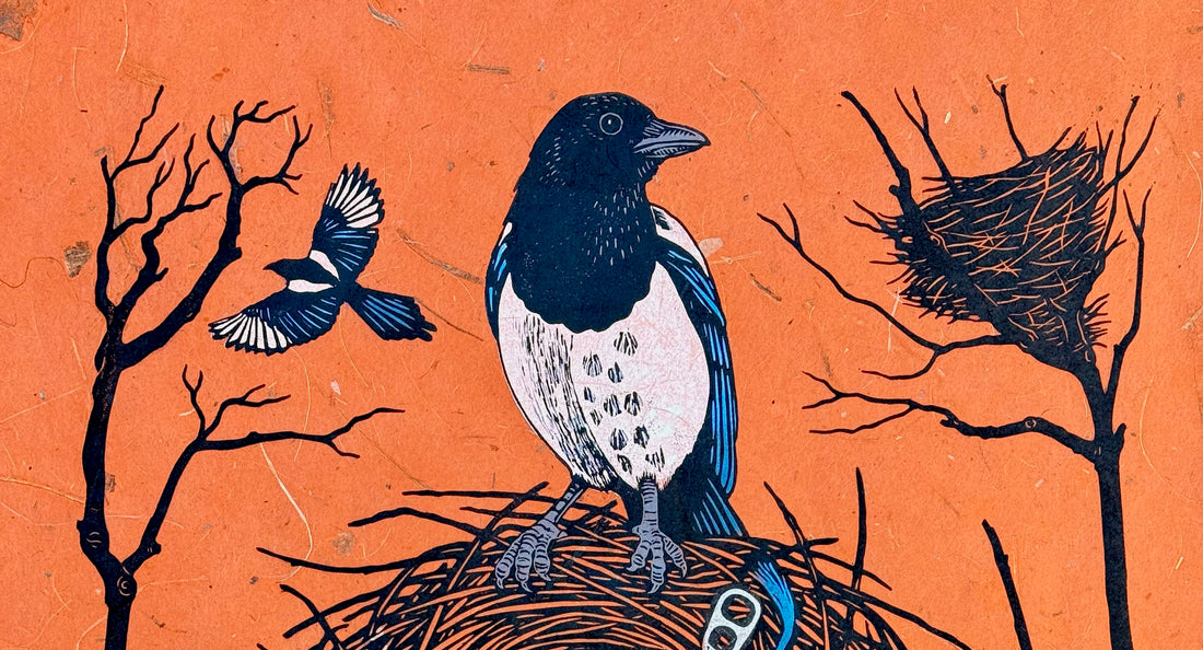 The making of 'All that Glitters' linocut print