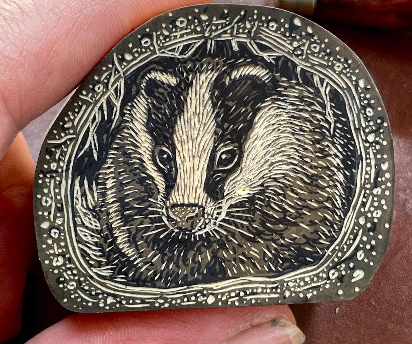 Badger wood engraving