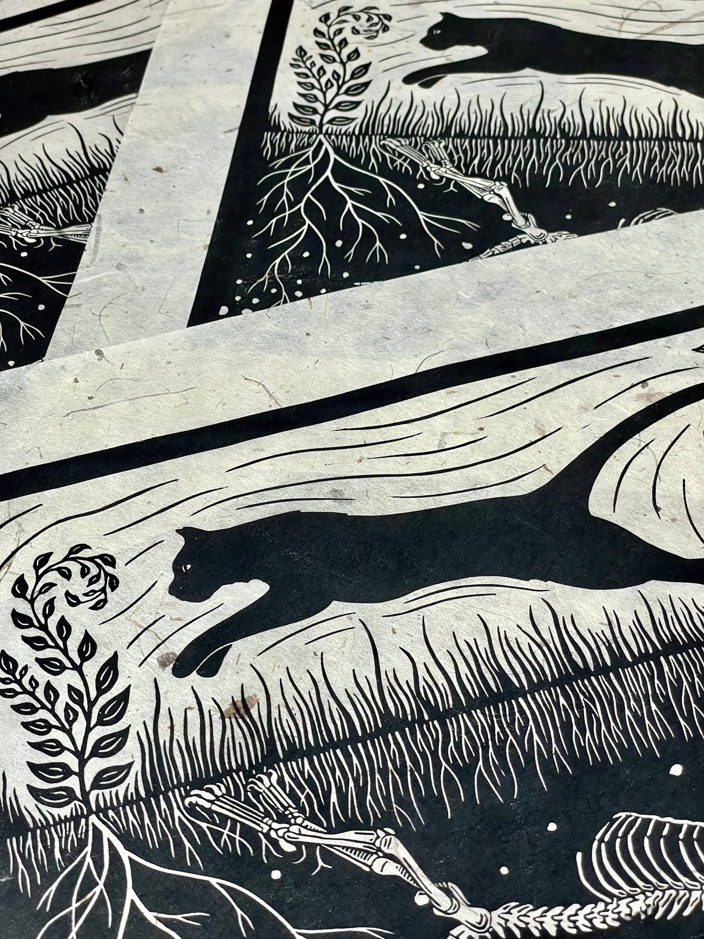 Spirit Hunter - linocut print
