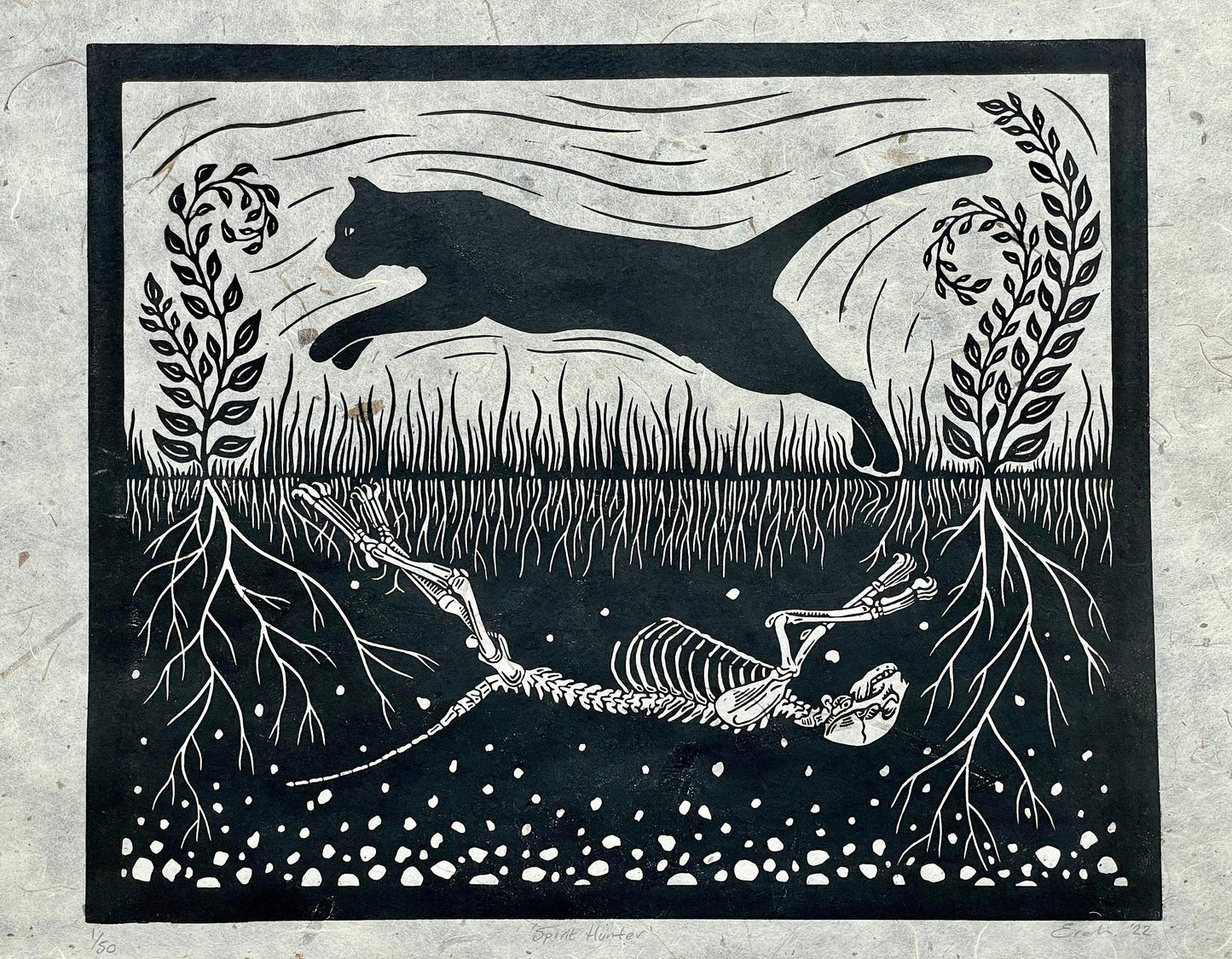 Spirit Hunter - linocut print