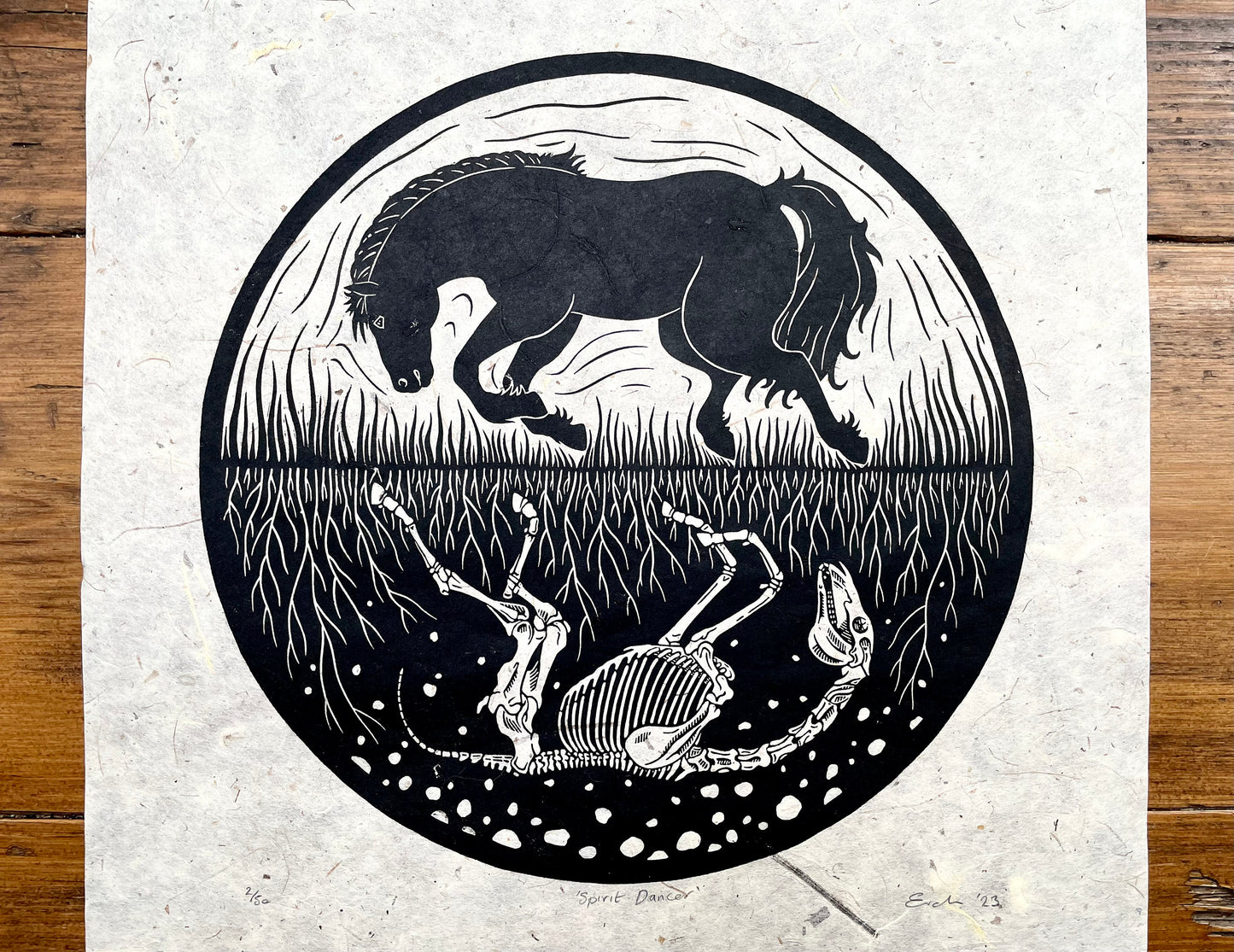 Spirit Dancer - linocut print