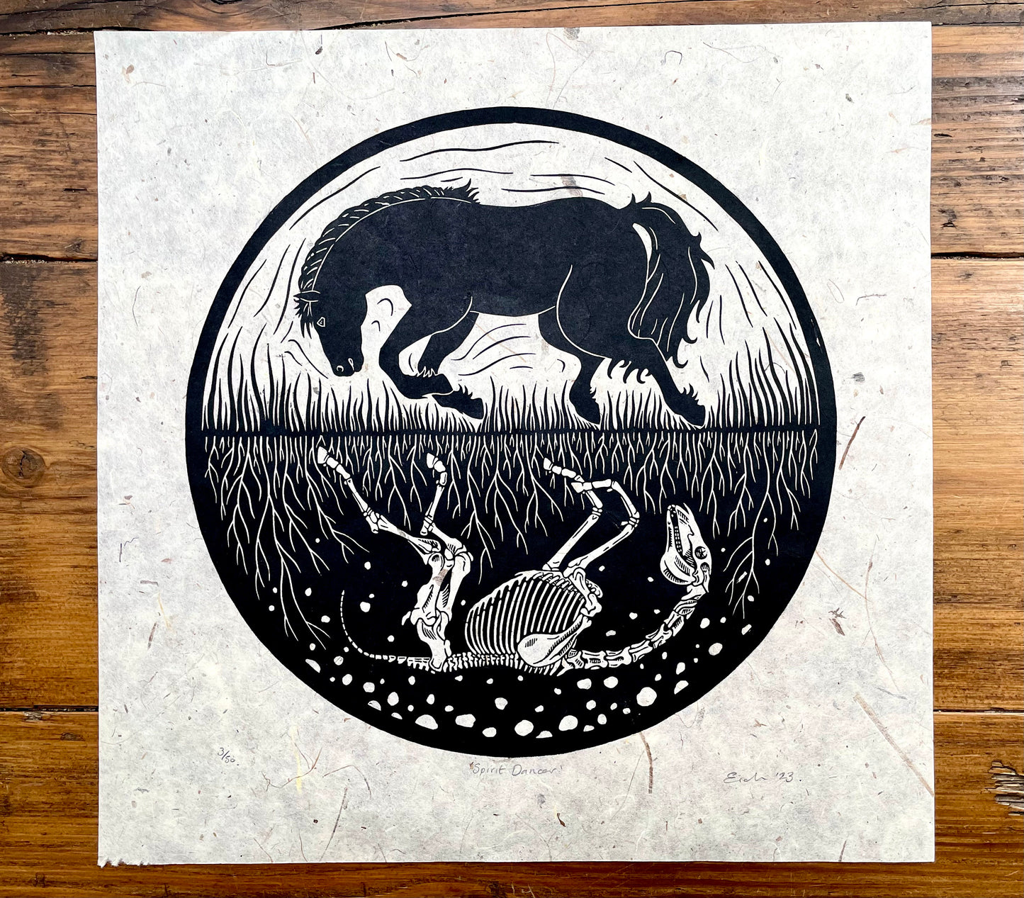 Spirit Dancer - linocut print