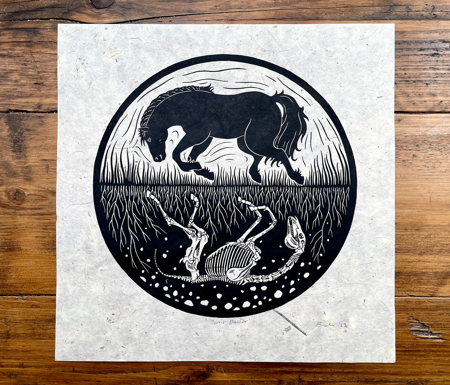 Spirit Dancer - linocut print