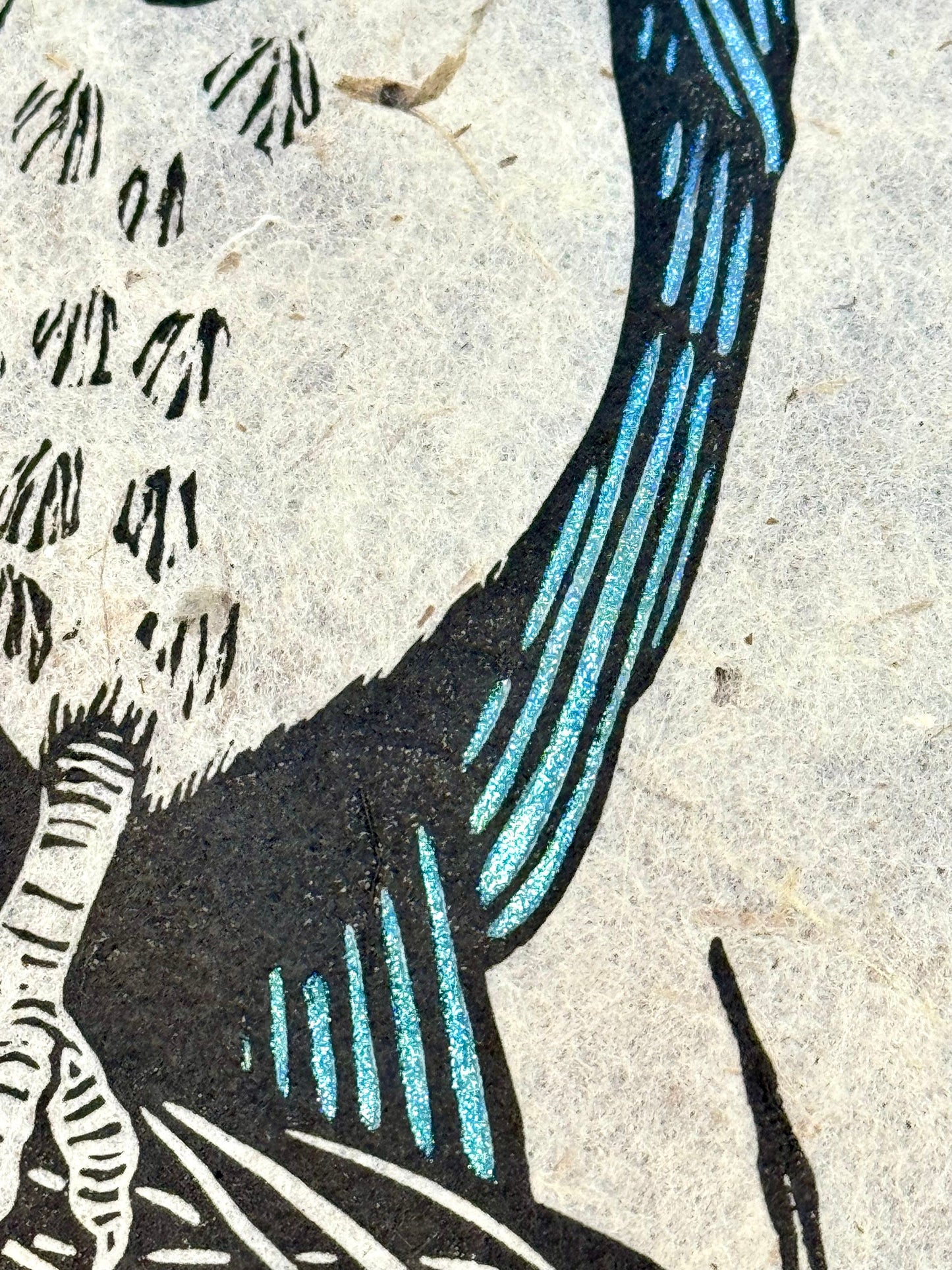 Magpie nest linocut print