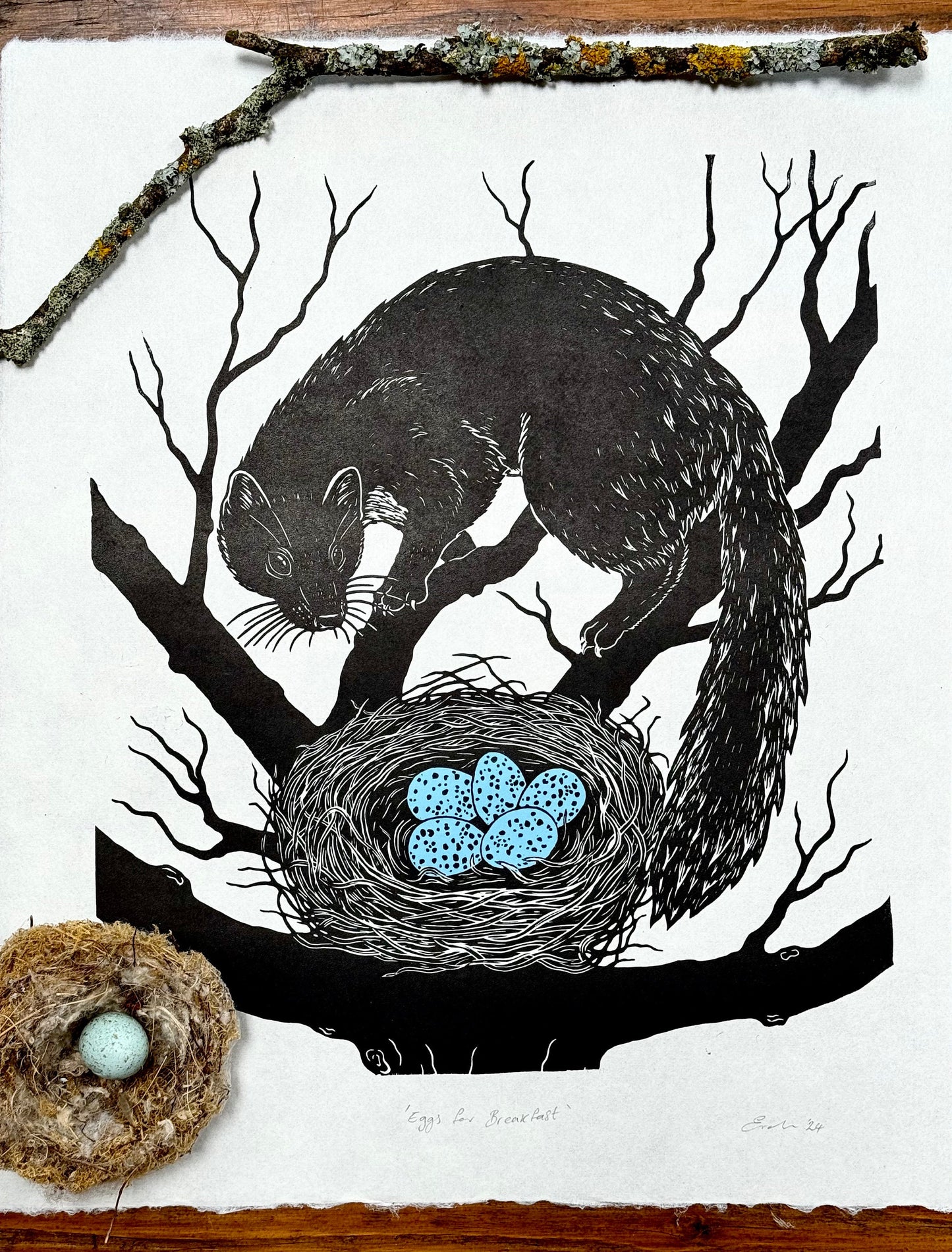 Pine Marten linocut print