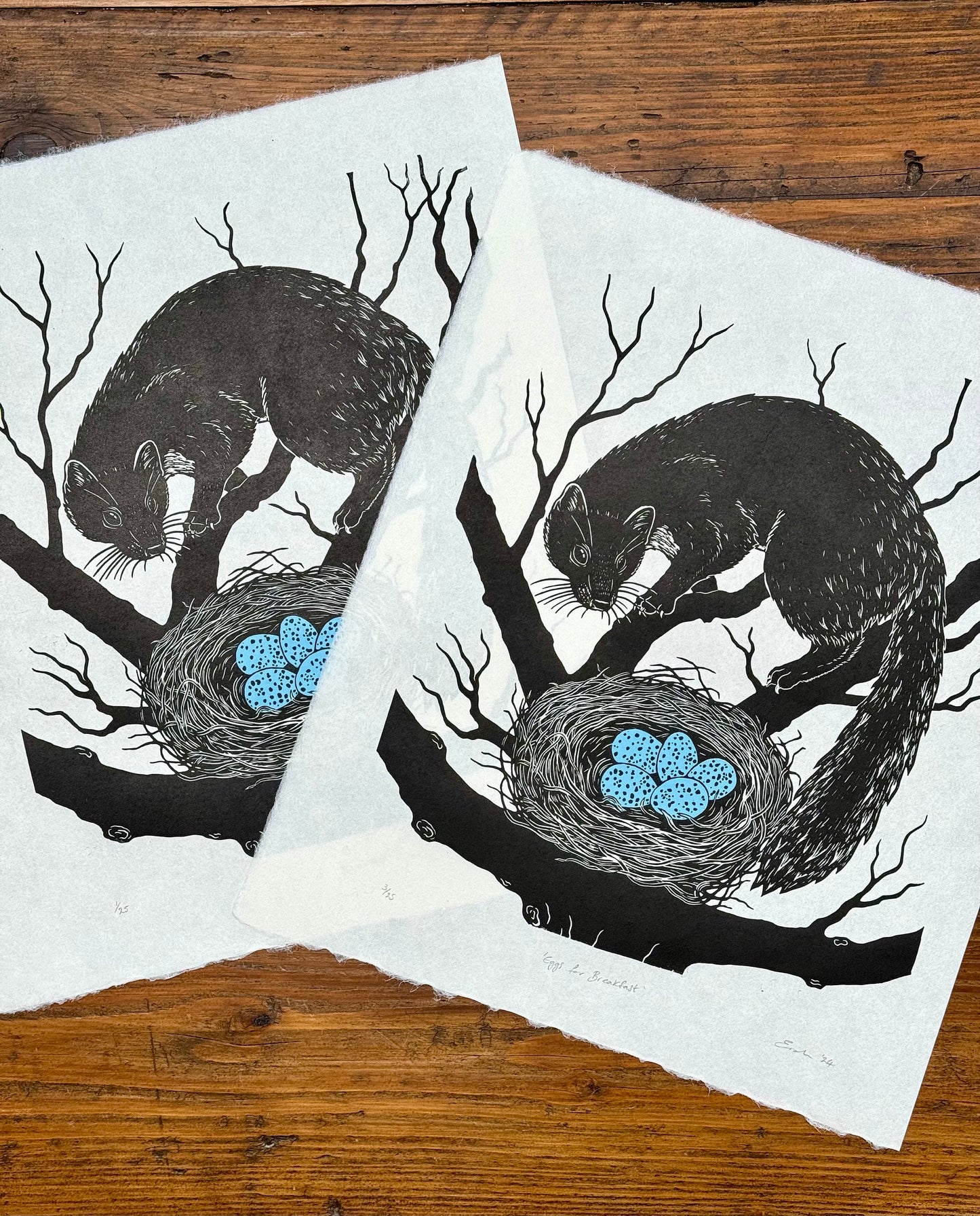 Pine Marten linocut print