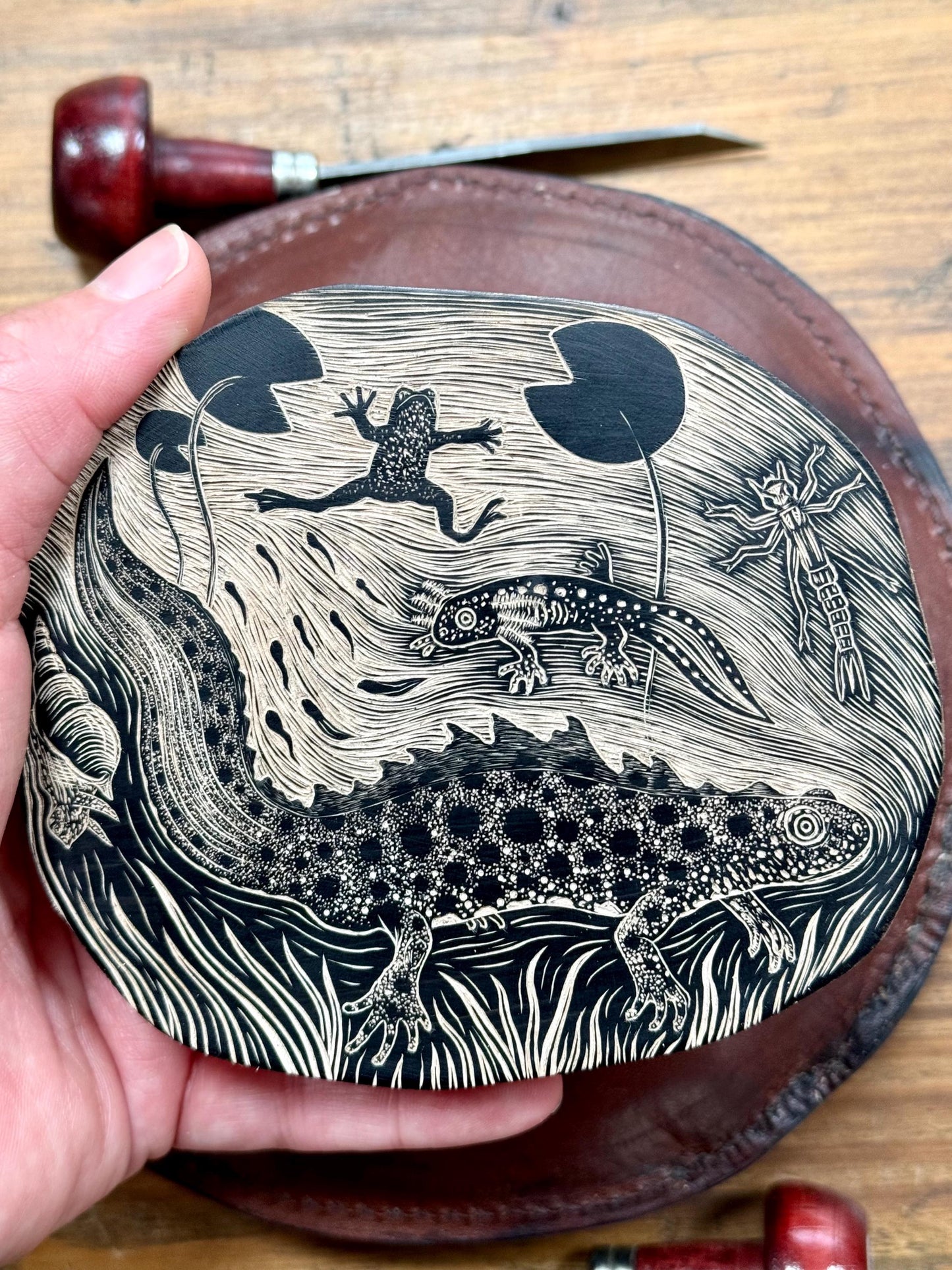The Wildlife Pond - wood engraving