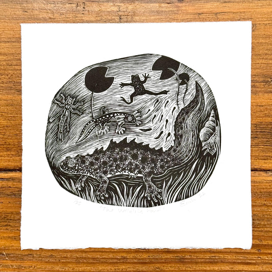 The Wildlife Pond - wood engraving