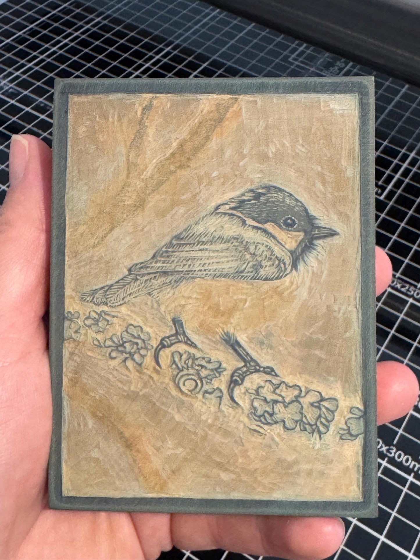 Coaltit - hand printed original wood engraving