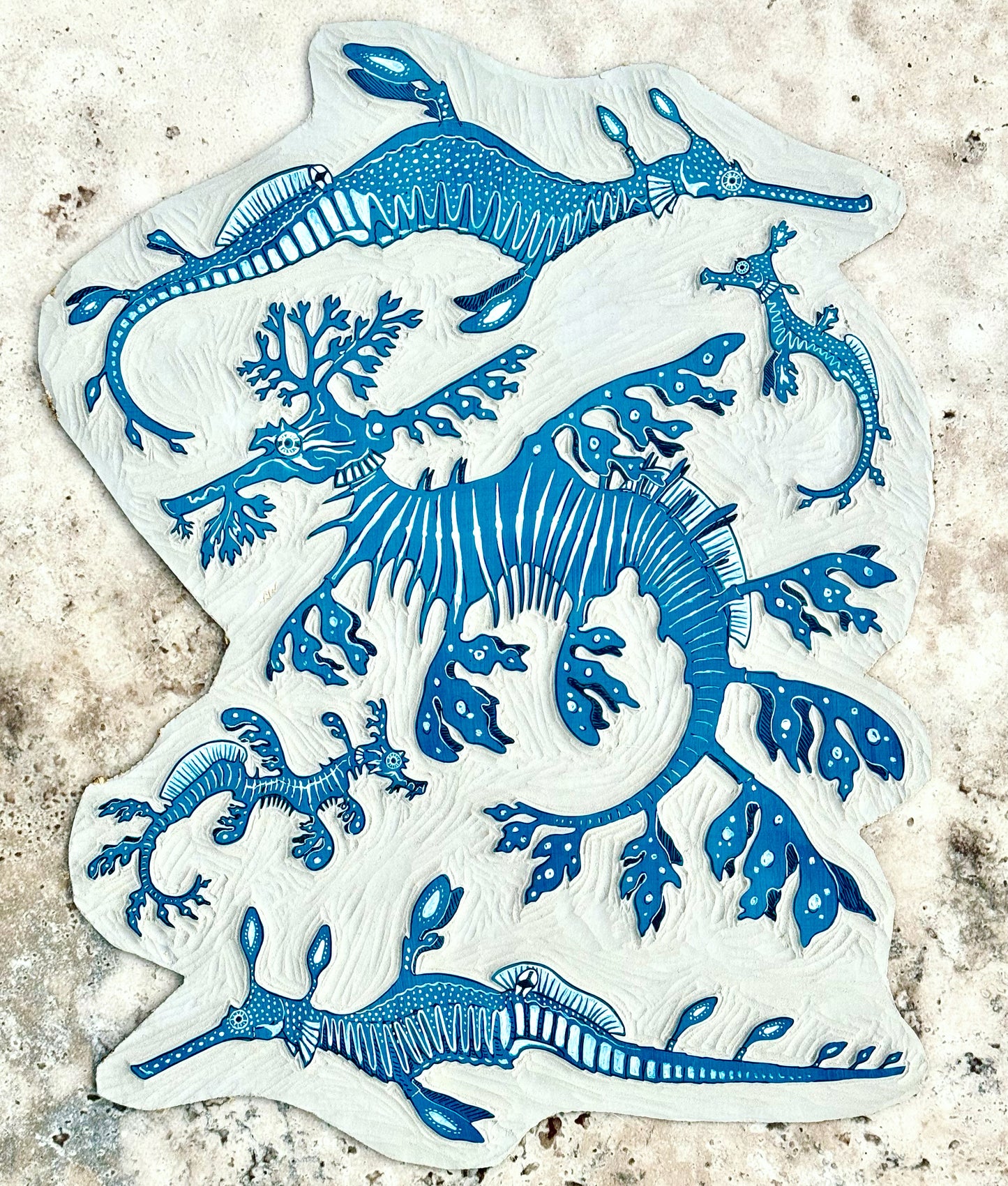 Sea Dragons linocut prints