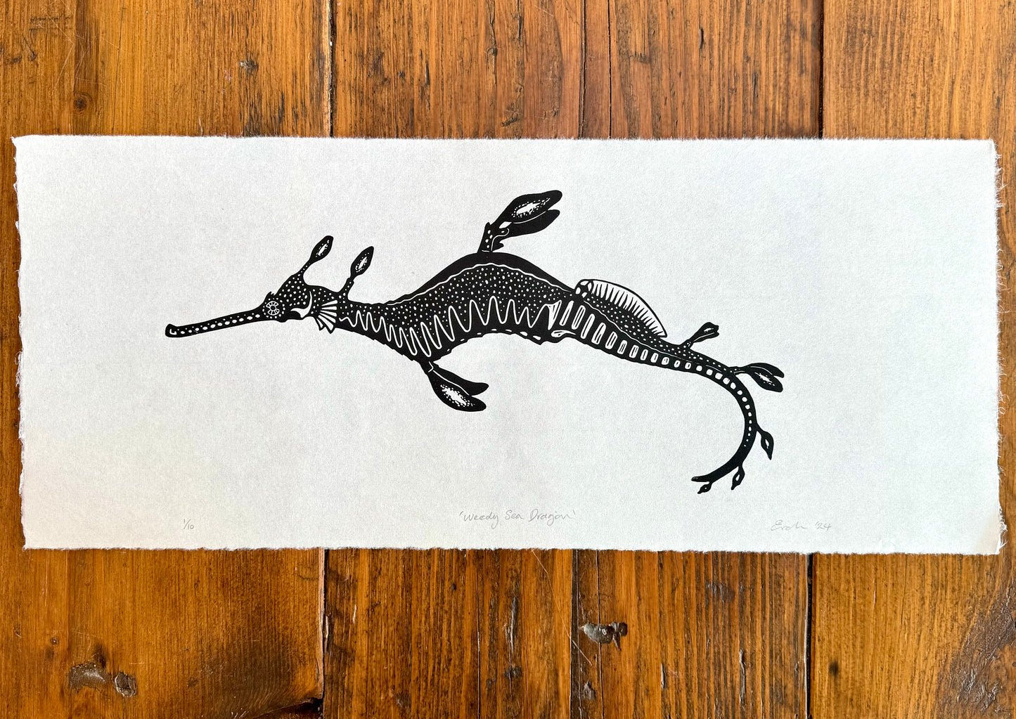 Sea Dragons linocut prints