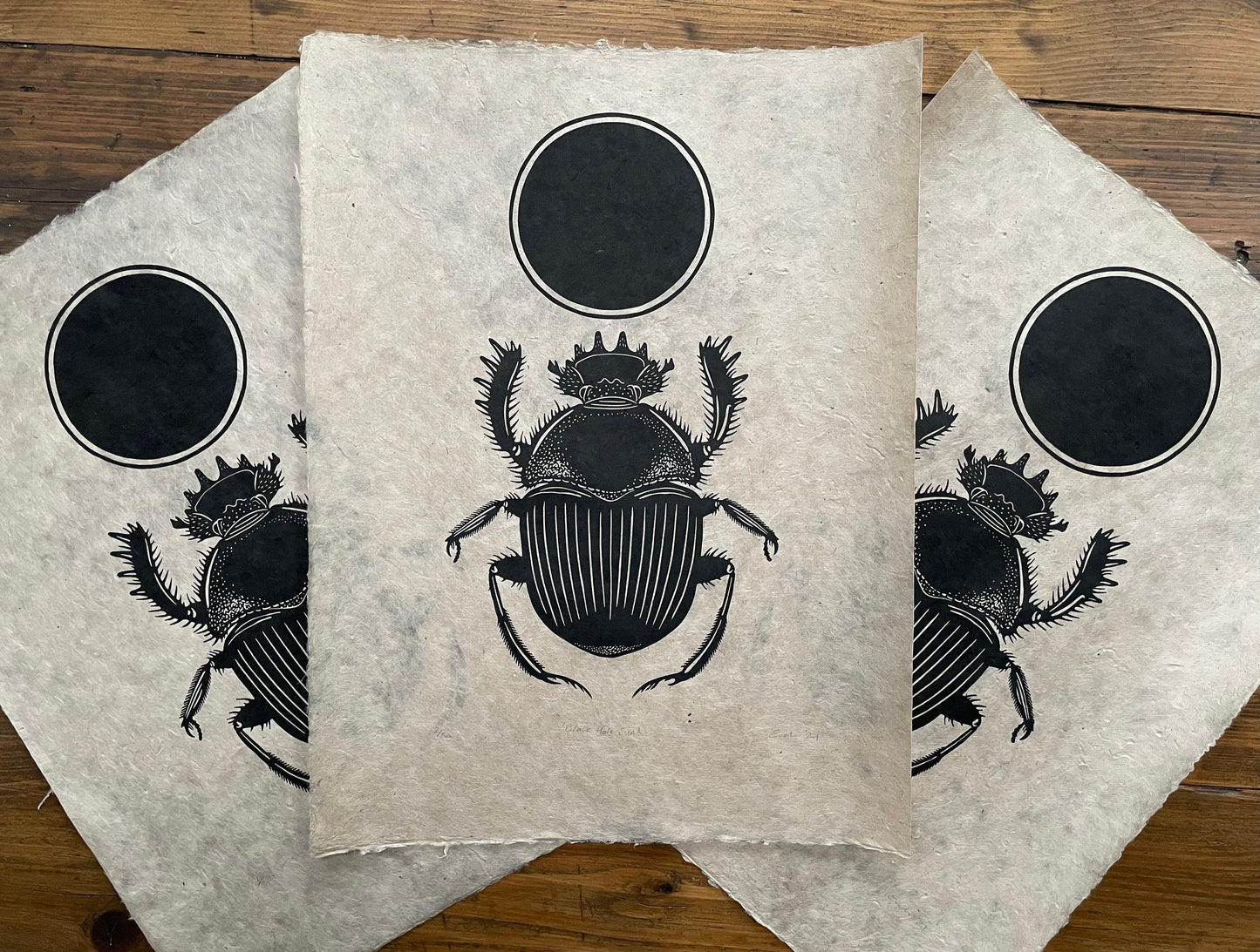 Scarab beetle linocut print