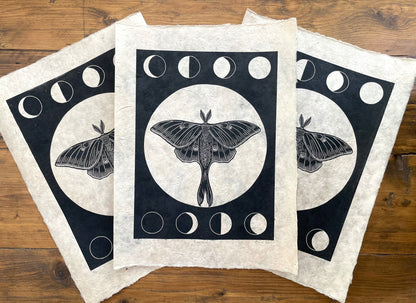 Luna Moth linocut print