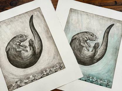 Otter aquatint etching