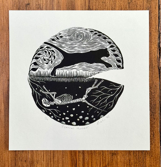 Eternal Hunter - wood engraving