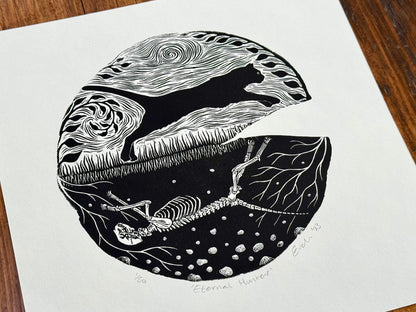 Eternal Hunter - wood engraving