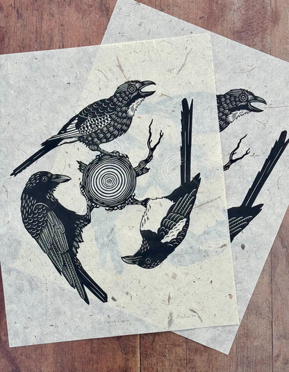 Family Circle - single colour linocut