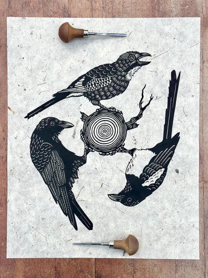 Family Circle - single colour linocut