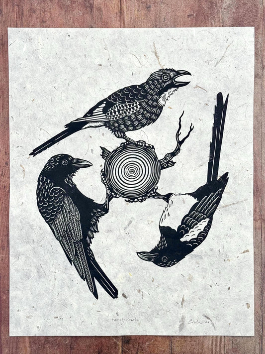 Family Circle - single colour linocut